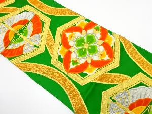 アンティーク　亀甲に向かい蝶・華紋織り出し袋帯（着用可）